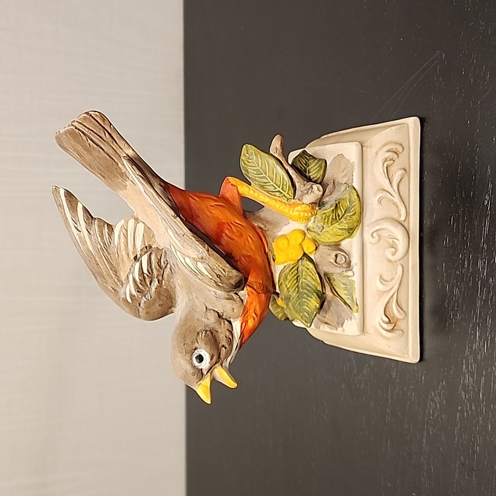 Rare Vintage Porcelain Figurine Robin Hand Painted Made In Japan